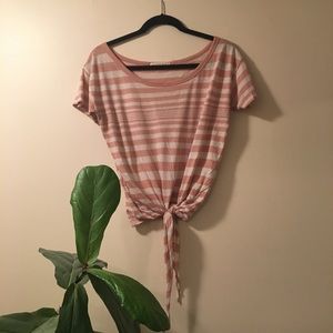 Alternative Apparel Tie Front Cropped Tee - Size S